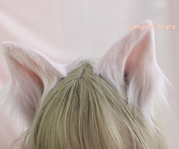 Lolita Modeliavimas Gyvūnų Ausis Kawaii Pliušinis Kemonomimi Fox ausų Plaukų Įrašą KC lankelis Plaukams hoopas Rankų darbo Plaukų Papuošalai Cosplay