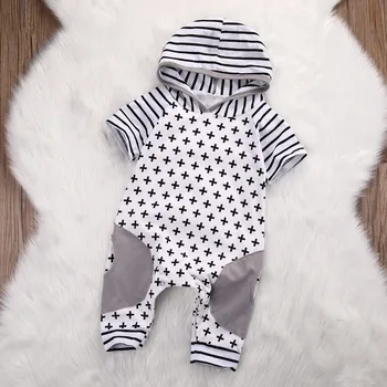 2020 naujas stilius kūdikiams trumpomis rankovėmis su Gobtuvu kūdikiui berniukas drabužius kryžiaus modelis naujagimių drabužiai kūdikiams, drabužiai jumpsuit Komplektai