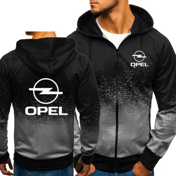 2020 m. Pavasarį Mens Opel Logotipas Striukė Ilgai Harajuku Užtrauktukas Hoodie Medvilnės Gradientas 3d Megztinis Kailis K
