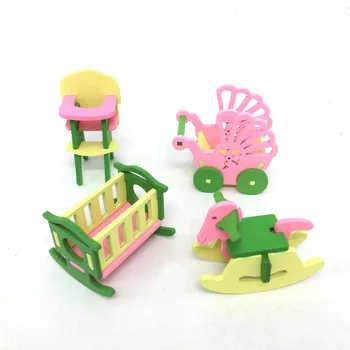 Lėlės Namas Mini Žaisti Namus, Žaislai, Vaikų Mediniai Blokai Žaislų Rinkinys Asmenybės Kūrybinės Virtuvės Valgomojo Stalas