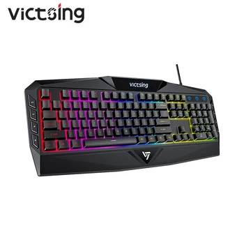 VicTsing PC225 Žaidimų Klaviatūra Vaivorykštė LED Apšvietimu Laidinio Membranos klaviatūra Su Mechaniniu Jausmas, Ergonomiškas Dizainas, 112 Keycaps