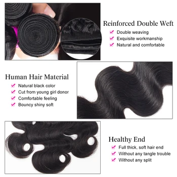 Tinashe Kūno Bangų Paketų Su Priekinės Brazilijos Žmonių Plaukų 3 Ryšulius Su Uždarymo Remy HD Skaidrus Nėriniai Priekinės Su Ryšuliais