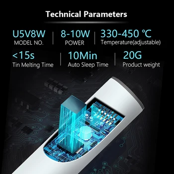 Handskit USB Įkrovimo lituoklio 5V 8W Reguliuojama Temperatūra Elektros lituoklio Rinkinys su litavimo stovėti solderng vielos