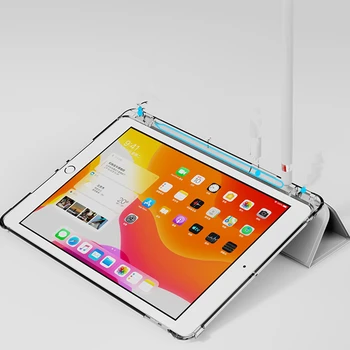 IPad Oro 3 2 1 10.5 10.2 9.7 Atveju PU Aišku, TPU Silikoninis Galinio Dangtelio Stovas skirtas iPad Pro 11 12.9 2020 Mini su Pieštukas Turėtojas