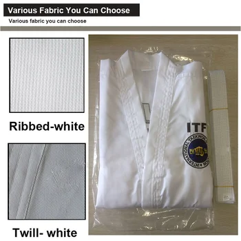 Naujas ITF Taekwon-Do Patvirtinti Baltos Medvilnės Studentų Doboks Kostiumas Kovos Meno Taekwondo Kimono Vienodus Drabužius ilgomis Rankovėmis Fitneso Gi