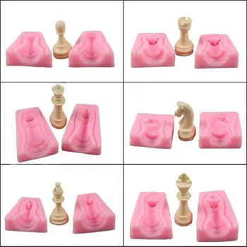 6Pcs 3D Tarptautinės Šachmatų Pelėsių Dervos Korpusas Papuošalai Šokoladas, Kepimo Įrankiai Epoksidinės Dervos
