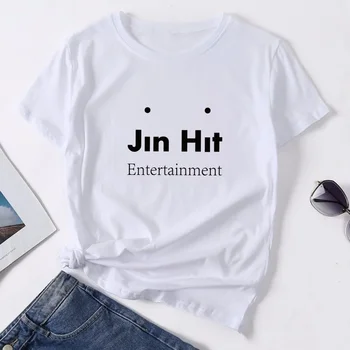 Vasaros Medvilnės Marškinėliai Moterims Mados trumpomis Rankovėmis T-shirt JinHit Pramogų Laiškas Išspausdintas Moterų Top marškinėliai