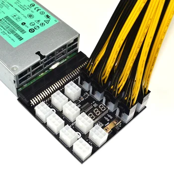 Nauja Juoda PCI-E 17* 6Pin Maitinimo Breakout Valdybos Adapteris 1200w/750w 12V už (1200W) už Ethereum BTC Antminer Miner Kasyba