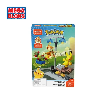 MEGA BLOKAIS Pokemon Serijos Blokai Mažai Liepsna Beždžionė ir Pikachu Konfrontacijos Rinkinys Vaikams, Žaislai, Kalėdų Dovana GCN12
