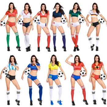Seksualus apatinis Trikotažas Vienodą Futbolo Žaidėjas BRAZILIJA/ JAPEN/ VOKIETIJA/ MEKSIKA/ RUSIJA/ ISPANIJOS Futbolo Cheerleader Mergina Fancy Dress Kostiumai