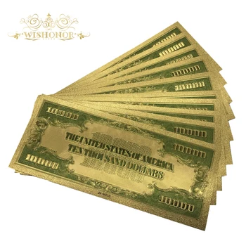 10vnt/daug 1918 Metų JAV 24k Aukso Banknotų Auksą, Padengtą 10,000 Jav Dolerių Kolekcijas, banknotus, Valiutos Padirbtų Pinigų