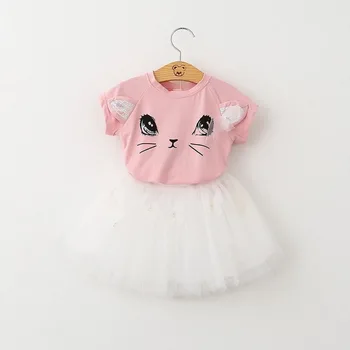 2019 karštų merginų drabužiai tiktų trumparankoviai marškinėliai sijonas 2 dalių kostiumą animaciją kačių avataras Mielas ausyse merginos kostiumas princesė