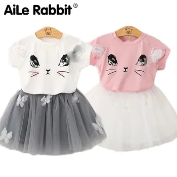 2019 karštų merginų drabužiai tiktų trumparankoviai marškinėliai sijonas 2 dalių kostiumą animaciją kačių avataras Mielas ausyse merginos kostiumas princesė