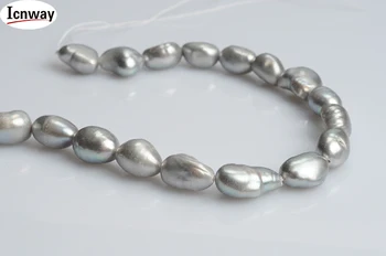 Gamtos 2strands baroko Gėlavandenių Perlų pilka 9-10mm 15inches 
