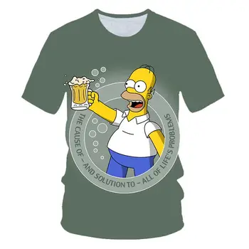 2020 Naujas 3d Atspausdintas Simpsonų trumparankoviai marškinėliai Pora Gatvės Atsitiktinis Viršų T-shirt Vasaros vyriški/moteriški marškinėliai Vaikams Viršūnės