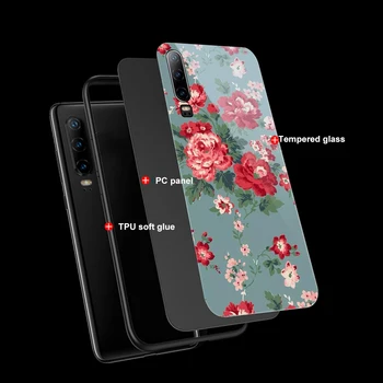 Mados Gėlių Žiedų, Stiklo Atvejų, Huawei 30 P20 P40 P Smart Z 2019 Garbę 20 10 9 9 X Pro Mate 30 20 Lite Pro Nove 5T Apima