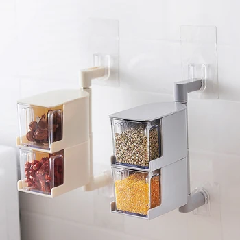 Pagardų Lauke Virtuvės Saugojimo Dėžutė Plastikinė Talpykla Sieniniai Pasukti Pagardų Box, Multi-Layer Stalčių Pagardų Dėžutę