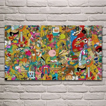 Cartoon Network fantazijos crossover kambarį apdaila namo sienos meno dekoro medžio rėmo audinio plakatai KF399
