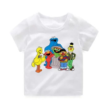 Berniukas ir Mergaitė Sesame Street T-shirts Vaikas Vasarą Cartoon Juokingi Marškinėliai Vaikams Harajuku Viršuje vaikiški Drabužiai