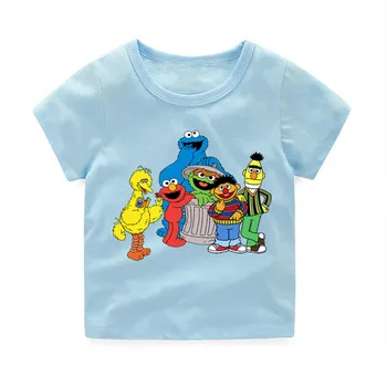 Berniukas ir Mergaitė Sesame Street T-shirts Vaikas Vasarą Cartoon Juokingi Marškinėliai Vaikams Harajuku Viršuje vaikiški Drabužiai