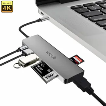 6 in 1 USB 3.1 Tipas-C Hub Su 4K HDMI Adapteris USB C HUB Su SD Skaitytuvo Lizdas PD 