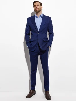 2020 Užsakymą Vyrų Kostiumas Slim Mados Tamsiai Mėlyna Super Plataus Kreida Juostele Stilingas Kostiumas Vyrams Verslo Kostiumas Kelnės Su