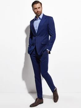 2020 Užsakymą Vyrų Kostiumas Slim Mados Tamsiai Mėlyna Super Plataus Kreida Juostele Stilingas Kostiumas Vyrams Verslo Kostiumas Kelnės Su