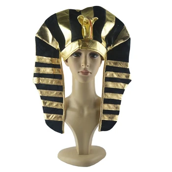Naujovė Juokinga Golden Black Egipto Karalius Faraonas Skrybėlę Gyvatės Galva Derliaus Išgalvotas Bžūp Suknelė Šalis Cosplay Vaidmuo Žaisti Rekvizitai