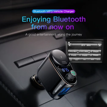 Baseus Automobilinis Įkroviklis, Bluetooth, FM Siųstuvas Car Kit 5V 3.4 Dual USB Automobilinis Įkroviklis MP3 Garso Grotuvas, Mobiliojo Telefono Greito Įkrovimo