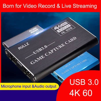 USB 3.0 4K 1080P 60hz HDR Garso ir Vaizdo įrašymo Plokštę su HDMI suderinamo Prietaiso Žaidimas Įrašymo Box Live Transliacijos Plokštė Linijos Mikrofono Įvestis