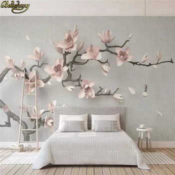 Beibehang Užsakymą papel de parede 3D Iškilumo magnolija medžio Foto Tapetai Meno Tapybos Gyvenamasis Kambarys Sofos Fono sienos popieriaus