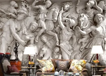 Custom foto tapetai, 3D Europos Romėnų skulptūros meno tapetai restoranas retro sofa fone 3d tapetai, freskos sienų tapyba