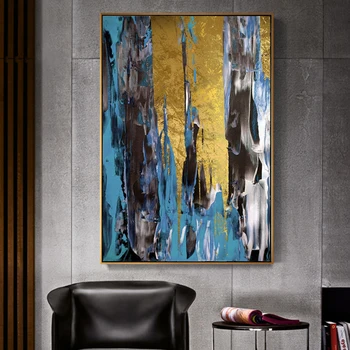 Be Rėmelio Abstraktus Mėlyna drobės Aukso plakatas Sienos Meno Modernios Sienos Nuotrauka už Kambarį Namų Dekoras drobė, tapyba, plakatas