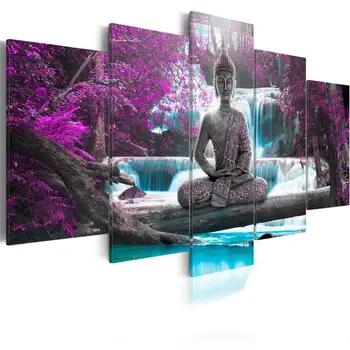 2019 Buda Drobė Spausdinti Šiuolaikinio Abstraktaus Zen Meno Tapybos Namų Puošybai(Spalvos:Žalia,Geltona,Violetinė,Dydis:2)( Be Rėmelio )