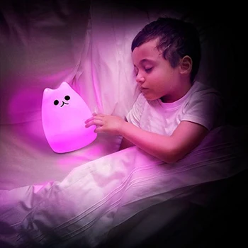 Xsky Led Nakties Šviesos 7 Spalvų Katė USB Įkrovimo Vaikų Gyvūnų Naktį Lempos Silikono Minkštas Animacinių filmų naktinė lempa Kūdikių Vaikų Dovanų
