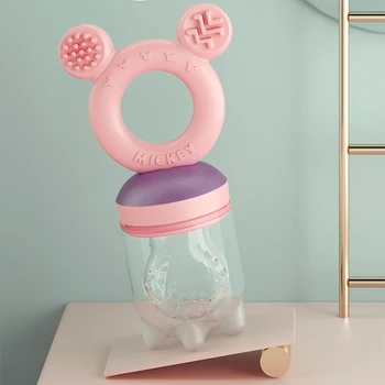 Disney Baby Sulčių Bite Krepšys Kūdikio Silikoninis Žindukas Kūdikiui Animacinių filmų Vaisių Maisto Papildas Nėra BPA Kramtomoji Mokymo Teether Molinis Stick