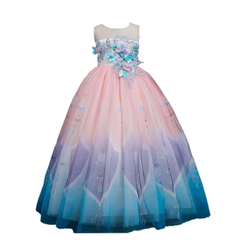 2020 Mados Kalėdų Nauja Suknelė Mergaitėms Gėlių Ilga Suknelė Akių Siuvinėjimo Atsitiktinis Suknelė Princesė Suknelė Vestuvių Suknelė 4-10Y
