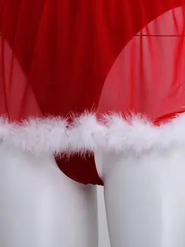 IEFiEL Moterų Išgalvotas Drabužius Kalėdų Atostogų Šalis Rinkiniai Clubwear Kostiumai Aksomo Bodysuit su Plunksna Apipjaustymas Prijuostė Skrybėlę