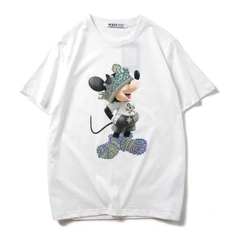 Vasaros Mickey Mouse Medvilnės trumpomis Rankovėmis O-kaklo T-shrit Vyrų Tops Disnėjaus Animacinių filmų Kietas Vyrų Marškinėlius Atsitiktinis Hip-Hop Vyrai Tee Marškinėliai