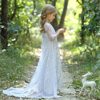 Merginos Elsa Blizgučiai Šalis Princesė Dress Kūdikių Mergaičių Vasaros Elegantiškas Ilgomis Rankovėmis Mėlyna Suknelės Gimtadienio Fantazijos Kamuolys Suknelė