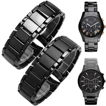 Aukštos kokybės watchband už AR1400 AR1410 AR1451 AR1452 keramikos vyrų ir moterų laikrodžių dirželiai juodas Mados apyrankė