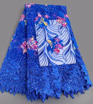 5 metrų Originali Vaškas siuvinėjimo Afrikos prancūzų nėrinių audinio mišinys Guipure nėrinių krašto Nigerijos, Ganos šventė Buba siuvimo suknelė