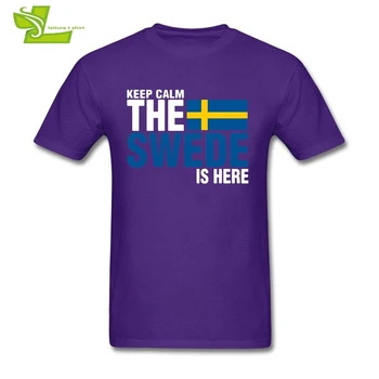 Nusiraminkite Baiminasi, Kad Švedas Yra Čia, Marškinėliai Paauglių Ateina Naujas Unikalus Tshirts Švedijos Vėliava, T-Marškinėliai Vyrams trumpomis Rankovėmis Tėtis Drabužių