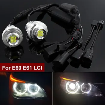 2vnt 160w Canbus Angel Eyes LED Gabaritiniai Žibintai balta BMW 5-Series E60 E61 IGS Halo Žiedas Lemputės, Automobilių Žibintų Optikos