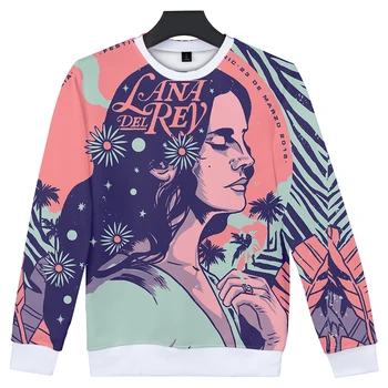 3D Lana Del Rey Atsitiktinis Marškinėlius Spausdinti ilgomis Rankovėmis, Minkšta Apvali Apykaklė Palaidinės Kpop Drabužiai Plius Dydis