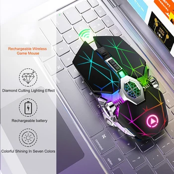 Įkrovimo Žaidimų Pelės Silent Wireless Mouse LED Apšvietimu 2.4 G USB Optinė, Ergonomiškas Pelės Gamer PC Nešiojamas Priedai