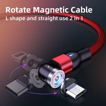 2 1 Magnetinis Micro USB C Tipo Kabelis Magnetinio Įkroviklio Laidą 