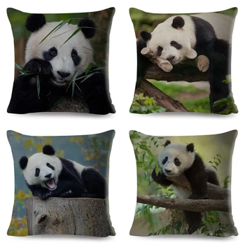Kinijos Mielas Panda Atspausdintas Užvalkalas Dekoro Gražių Laukinių Gyvūnų Pagalvėlė Padengti Sofa Namo Automobilių Skalbiniai, Pagalvės užvalkalą 45*45cm