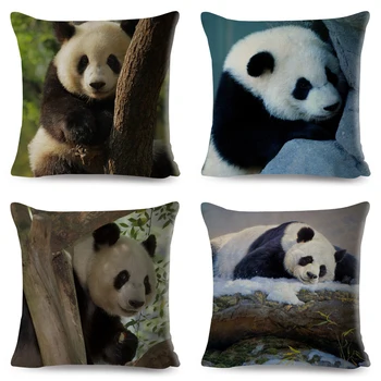 Kinijos Mielas Panda Atspausdintas Užvalkalas Dekoro Gražių Laukinių Gyvūnų Pagalvėlė Padengti Sofa Namo Automobilių Skalbiniai, Pagalvės užvalkalą 45*45cm