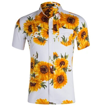 Saulėgrąžų Mados Spausdinti Vyrų Havajų Marškinėliai Trumpomis Rankovėmis Atsitiktinis Mens Paplūdimys Marškinėliai Atogrąžų 